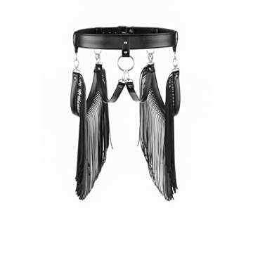 Ayliss Women Punk Waist Belt Long Tassel Fringe Fashion Dress Belt PU Leather Gothic Waistband Adjustable Rock Jeans Belts (Black)