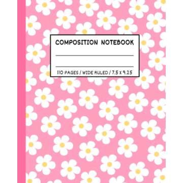 Cute Composition Notebook Wide Ruled: Aesthetic Notebook | Pink Composition Notebooks Wide Rule For ...
