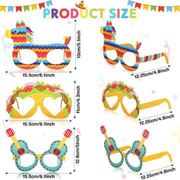 Honoson 32 Pcs Mexican Fiesta Party Paper Eyeglasses for Celebrations