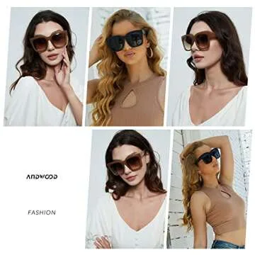 ANDWOOD Oversized Sunglasses for Women - UV Protection Shades