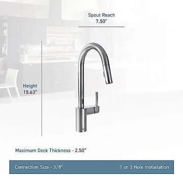 Moen Align Spot Resist Stainless Motionsense Two-Sensor Touchless One-Handle High Arc Modern Pulldown Kitchen Faucet with Reflex Docking System, 7565ESRS