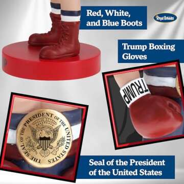 Royal Bobbles Donald Trump Boxer Never Surrender, 45th President of The United States - Knuckleheads Political Satire Collection – 7.9 Inches Tall – Collectible Bobblehead Statue