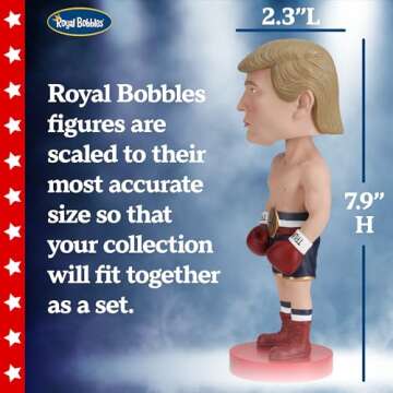 Royal Bobbles Donald Trump Boxer Never Surrender, 45th President of The United States - Knuckleheads Political Satire Collection – 7.9 Inches Tall – Collectible Bobblehead Statue