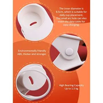 Kalolary Drinking Cup Holder Clip- Chair and Table Bottle Cup Stand DIY Glass Clamp Storage Saucer Clip Water Coffee Mug Holder Saucer Clip Design for Home & Office, White