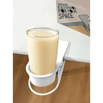 Kalolary Drinking Cup Holder Clip- Chair and Table Bottle Cup Stand DIY Glass Clamp Storage Saucer Clip Water Coffee Mug Holder Saucer Clip Design for Home & Office, White