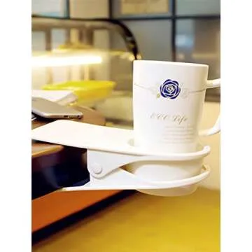 Kalolary Drinking Cup Holder Clip- Chair and Table Bottle Cup Stand DIY Glass Clamp Storage Saucer Clip Water Coffee Mug Holder Saucer Clip Design for Home & Office, White