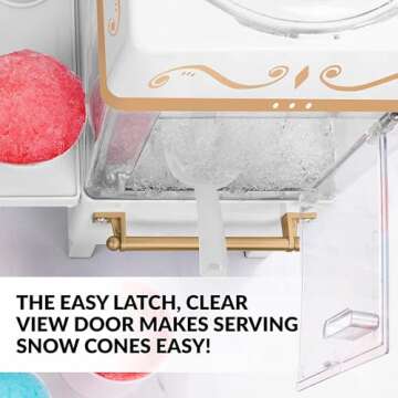 Nostalgia Snow Cone Shaved Ice Machine - Retro Table-Top Slushie Machine Makes 20 Icy Treats - Includes 2 Reusable Plastic Cups & Ice Scoop - Ice White