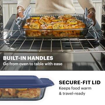 Pyrex Colors (9"x13") Tinted Glass Baking Dish with BPA-Free Lid, Oblong Bakeware Glass Pan For Casserole & Lasagna, Dishwasher, Freezer, Microwave and Pre-Heated Oven Safe, Smoke