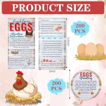 Sintuff 5 Pcs Farm Fresh Eggs for Sale Sign 12 x 16 Inch with Stakes 200 Pcs 2 x 3.5 Inch Fresh Farm Eggs Handling Instructions 200 Farm Fresh Eggs Carton Labels 2 Inch Egg Handling Stickers (Vintage)
