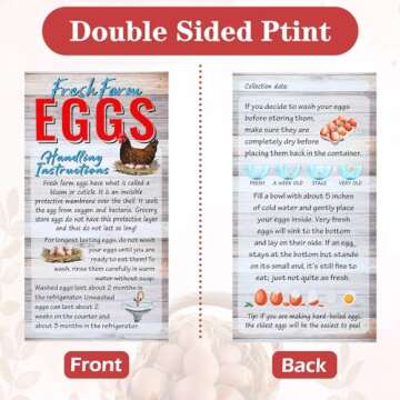 Sintuff 5 Pcs Farm Fresh Eggs for Sale Sign 12 x 16 Inch with Stakes 200 Pcs 2 x 3.5 Inch Fresh Farm Eggs Handling Instructions 200 Farm Fresh Eggs Carton Labels 2 Inch Egg Handling Stickers (Vintage)