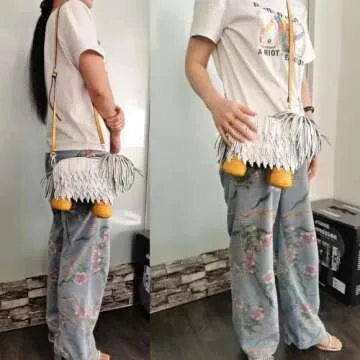 Lyuxhetaokdiq Women Dog Shaped Crossbody Shoulder Bag Handbag PU Leather Unique Novelty Dog Shaped Purse(White)