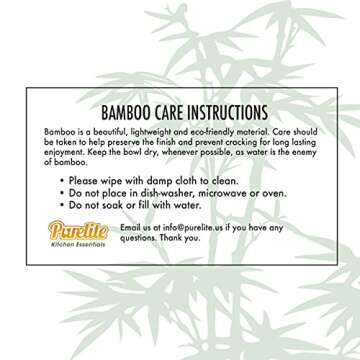 Purelite Modern Scandinavian Style Designer Salad and Fruit Bowl with Matching Salad Serving Set Made of Sustainable Bamboo | 12 inch