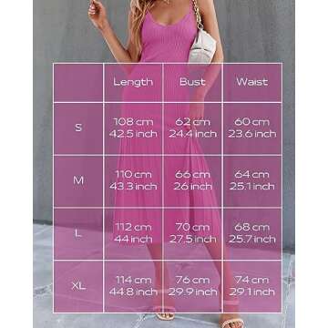 Wenrine Women's Spaghetti Strap Dress Summer Sleeveless V Neck Ribbed Knit Bodycon Stretchy Casual Midi Sundresses Pink