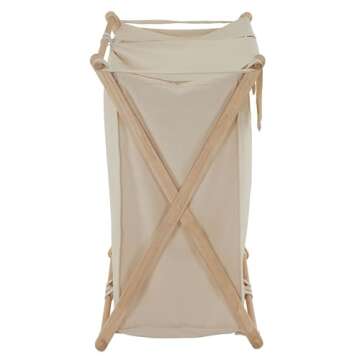 Household Essentials 6786-1 Collapsible Double X-Frame Laundry Hamper Sorter with Fold Over Lid , White