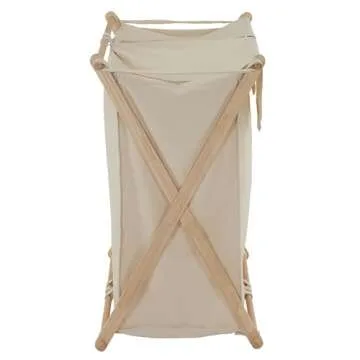 Household Essentials 6786-1 Collapsible Double X-Frame Laundry Hamper Sorter with Fold Over Lid , White