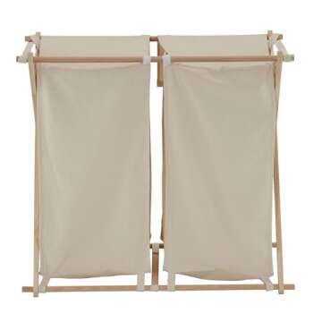 Household Essentials 6786-1 Collapsible Double X-Frame Laundry Hamper Sorter with Fold Over Lid , White