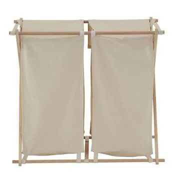 Household Essentials 6786-1 Collapsible Double X-Frame Laundry Hamper Sorter with Fold Over Lid , White