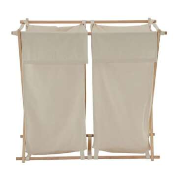 Household Essentials 6786-1 Collapsible Double X-Frame Laundry Hamper Sorter with Fold Over Lid , White