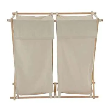 Household Essentials 6786-1 Collapsible Double X-Frame Laundry Hamper Sorter with Fold Over Lid , White