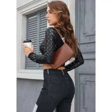 NIUEIMEE ZHOU Shoulder Bag for Women Retro Vegan Leather Classic Clutch Tote HandBags Purses with Zipper Closure