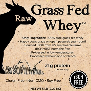 Premium Raw Grass Fed Whey Protein Powder - 5LB