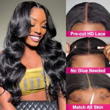 Hedy Wear and Go Glueless Wigs Human Hair Pre Plucked Pre Cut HD Lace No Glue Body Wave Lace Front W...