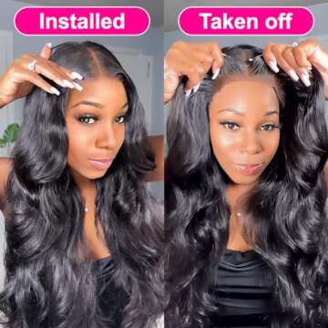 Hedy Wear and Go Glueless Wigs Human Hair Pre Plucked Pre Cut HD Lace No Glue Body Wave Lace Front Wigs for Black Women Human Hair Glueless with Natural Hairline 180% Density 22 Inch