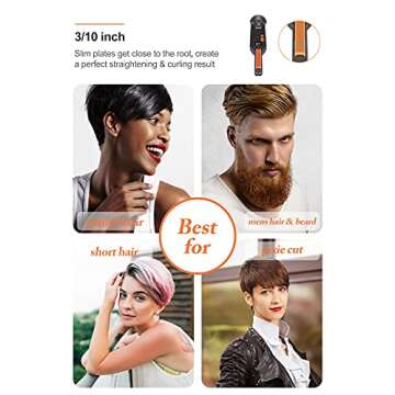 Terviiix Small Flat Iron for Short Hair, Temperature Adjustable Pencil Flat Iron Fast Heat Up, 3/10 Inch Beard Straightening Iron Dual Voltage with Tourmaline Ceramic Plates, Auto Shut Off