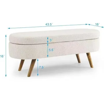 Chic Deolme Storage Ottoman Bench with Linen Fabric Design
