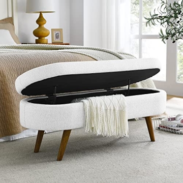 Chic Deolme Storage Ottoman Bench with Linen Fabric Design