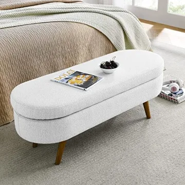 Chic Deolme Storage Ottoman Bench with Linen Fabric Design