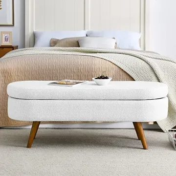 Chic Deolme Storage Ottoman Bench with Linen Fabric Design