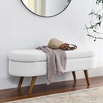 Chic Deolme Storage Ottoman Bench with Linen Fabric Design