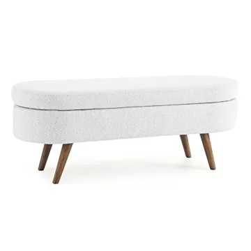 Chic Deolme Storage Ottoman Bench with Linen Fabric Design