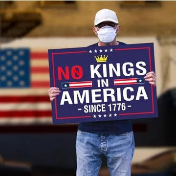 No Kings In America Yard Sign Double-Sided Anti-Hate Statement for Outdoor Use