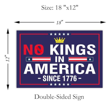 No Kings In America Weatherproof Yard Sign 18x12