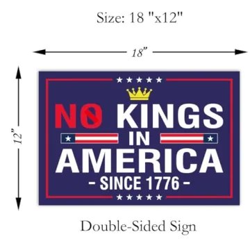 No Kings In America Weatherproof Yard Sign 18x12