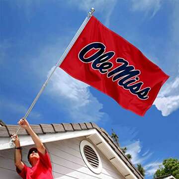College Flags & Banners Co. Ole Miss Large Red 3x5 Blue Flag