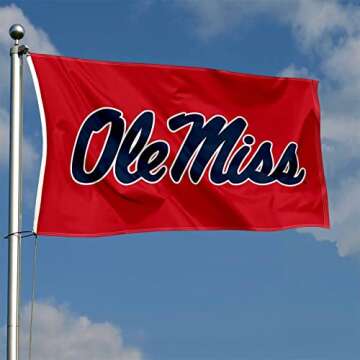 College Flags & Banners Co. Ole Miss Large Red 3x5 Blue Flag