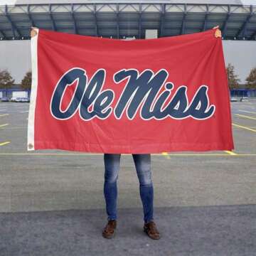 College Flags & Banners Co. Ole Miss Large Red 3x5 Blue Flag