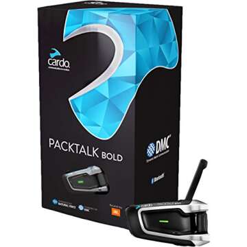 Cardo PTB00001 - PACKTALK Bold Motorcycle Bluetooth Communication System Headset - Black, Single Pack