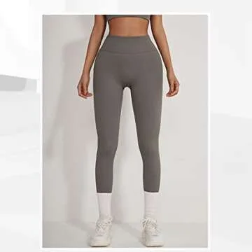 ABOCIW Seamless Ribbed Workout Sets Women 2 Piece GMY Yoga One Shoulder Sport BraTummy Control High Waist Leggings Sets Exercise Tracksuit Gray Medium