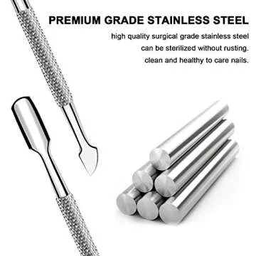 2 Pcs Cuticle Pusher Cutter and Remover, Professional Double Ended Stainless Steel Dual Head Cuticle Pusher Tool Nail Care Polish Remover Cuticle Trimmer, Durable Manicure and Pedicure Tool (Silver)