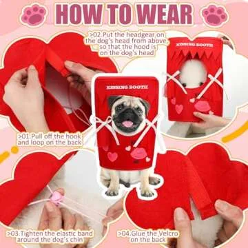 Solsew Halloween Dog Costume Kissing Booth Headpiece for Dog and Cats Cute Pup Kissing Booth Pet Headwear Costume Gift for Holiday Birthday Party(Small)