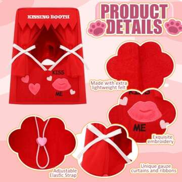 Solsew Halloween Dog Costume Kissing Booth Headpiece for Dog and Cats Cute Pup Kissing Booth Pet Headwear Costume Gift for Holiday Birthday Party(Small)