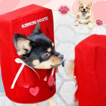 Solsew Halloween Dog Costume Kissing Booth Headpiece for Dog and Cats Cute Pup Kissing Booth Pet Headwear Costume Gift for Holiday Birthday Party(Small)