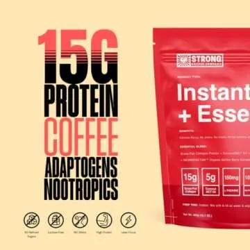 STRONG COFFEE COMPANY, Morning FIX, Instant Vanilla Latte - 12 Single Serving Packs, 15g Protein, Instant Protein Coffee with Collagen, Adaptogens & Nootropics