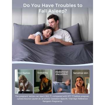 Momcozy Life CoolMurm Cooling Comforter for Hot Sleepers, Full/Queen 90"x90" Hot Flashes Cooling Blanket, All-Season Lightweight Soft Breathable Cooling Quilt Duvet, Stay Cool All Night, Smoky Grey