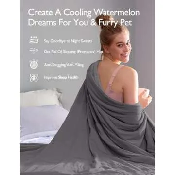 Momcozy Life CoolMurm Cooling Comforter for Hot Sleepers, Full/Queen 90"x90" Hot Flashes Cooling Blanket, All-Season Lightweight Soft Breathable Cooling Quilt Duvet, Stay Cool All Night, Smoky Grey