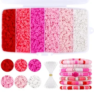 Funtopia 6000 Pcs Pink Clay Beads Bracelet Making Kit, Perfect for Creative Jewelry